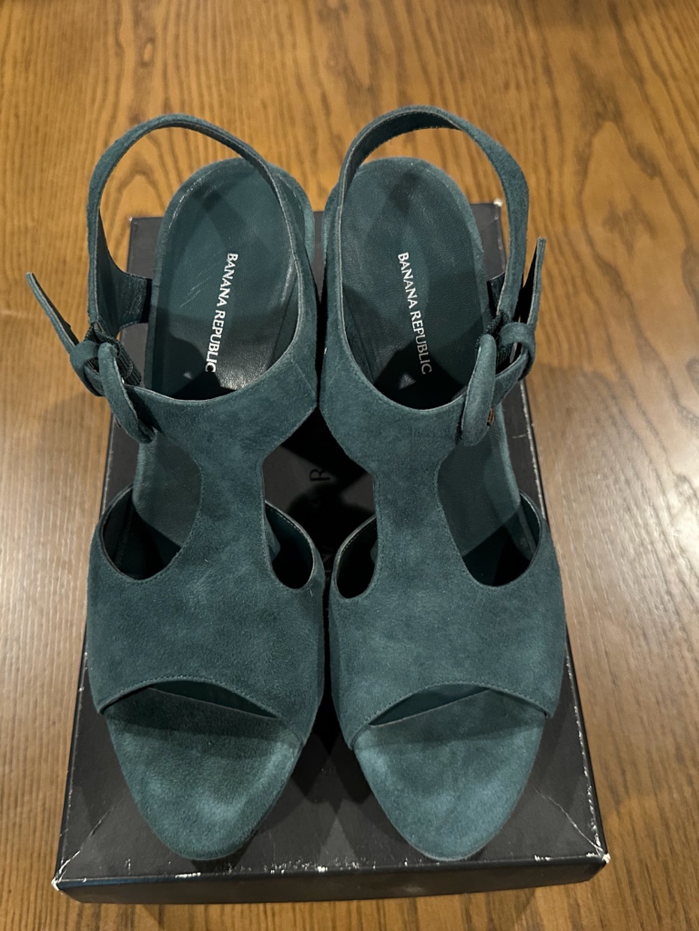 Banana Republic Teal Suede Cutout Slingback Heels